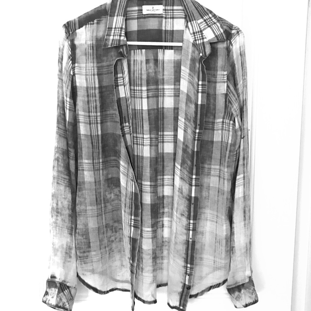 Grey Plaid Button Down